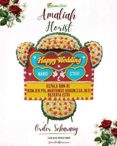 Karangan Papan Bunga Pernikahan di Teluklada